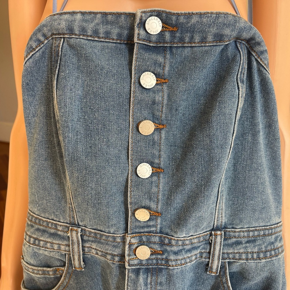 Sincerely Jules Blue Denim Strapless Dress